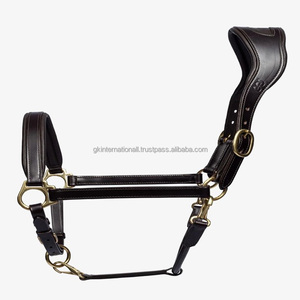 Cabestro de caballo de cuero negro hecho a mano con logotipo en relieve, estilo occidental anatómico duradero para carreras en inglés, caballo Halter personalizado - Product Image 2