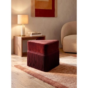 Pouf triangulaire en velours avec franges, style bohème, ottoman en tissu, décoration de salon - Product Image 5