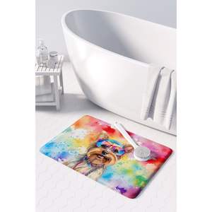 Yorkshire Terrier Hippie Dawg Alfombra de baño de espuma viscoelástica Lavable a máquina Alfombra de cocina antifatiga Cojín cómodo para baño Cocina - Product Image 3