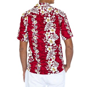Chemise hawaïenne rouge à fleurs pour homme, manches courtes, col rabattu, imprimé respirant, chemise de vacances d'été - Product Image 4