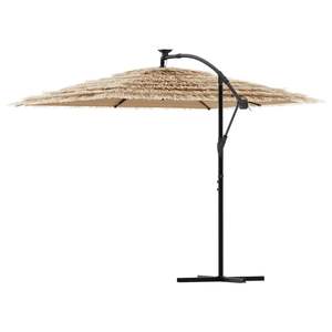 Grand parasol de jardin pliable en polyester marron et base pour l'extérieur - Product Image 5