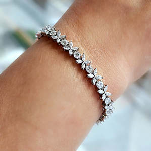 Vala Brothers Sterling Silver 9CT Lab Diamond BR-42 <b>Bracelet</b> for Engagement Gifts Marquise DEF VVS VS Clarity 15 Gram Wholesale - Product Image 2