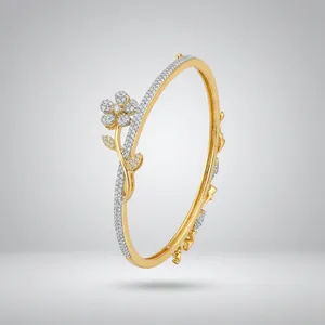 Cute Gold Plated Bezel Set Charm Bracelet with Zircon <b>Key</b> <b>Lock</b> <b>Star</b> Flower Pendant Unisex Fashion Bangle Jewelry Party Gift - Product Image 4