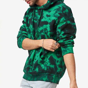 Sudadera con Capucha Tie-Dye para Hombre, Corte Holgado, Verde y Negro, Felpa Francesa, Estilo Casual para Otoño - Product Image 4