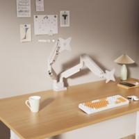 Soporte de Monitor AUKI Blanco Premium con Resorte de Gas, para Monitores de 13-49 Pulgadas, con Abrazadera VESA para Escritorio, de Fábrica OEM