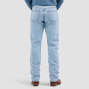 Jean en denim de coton délavé léger, taille haute, coupe droite, coupe classique, style décontracté pour homme, tissu tissé, collection printemps - Product Image 2