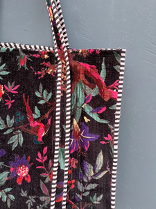 Sac fourre-tout en coton matelassé Kantha fait main, personnalisable, grand format, style bohème, pour la plage, les voyages, le shopping, avec fermeture éclair, poche intérieure brodée, couleur unie - Product Image 2