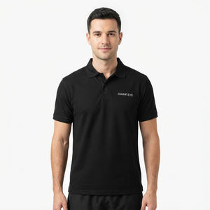 Polo homme de qualité supérieure, manches courtes, couleur noire, style décontracté, vente en gros - Product Image 4