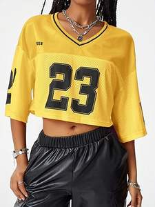 Camiseta Corta de Fútbol de Malla Oversize Personalizada para Mujer con Estampado de Número, Ropa Urbana, Proveedor OEM ODM - Product Image 4