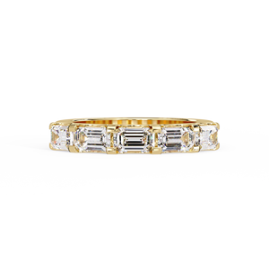 Emerald Cut Shared Prong Half Eternity 18K Solid Gold Lab Grown vvs clarity Diamond <b>Ring</b> Bridal Wedding <b>Rings</b> Engagement <b>Rings</b> - Product Image 3