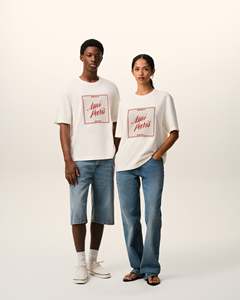 T-shirt en coton tricoté surdimensionné personnalisable avec logo rouge imprimé sur le devant, col rond, manches courtes, séchage rapide, décontracté pour homme - Product Image 1