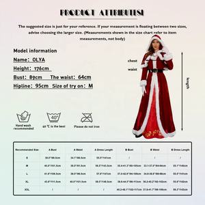 <span class=keywords><strong>Disfraces</strong></span> de Papá Noel de Navidad <span class=keywords><strong>para</strong></span> mujer, vestido Maxi de terciopelo con cinturón, guantes, conjunto de capa con capucha, trajes de fiesta de Navidad, Nochebuena - Product Image 6