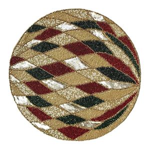 Nappe ronde en tissu avec motif diamant or, rouge, noir et blanc, design glamour, style bohème, durable, diamètre 400 mm - Product Image 1