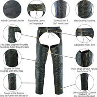 Samroz Sports - Chaps en cuir personnalisés pour hommes - Qualité supérieure, entièrement doublés, poche à monnaie, pour motards, logo personnalisé, noir, marron