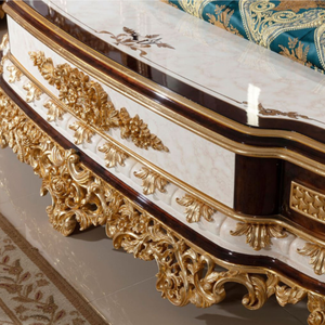 Ensemble de chambre à coucher de luxe de style baroque royal européen capitonné, avec armoire et table de chevet sculptées à la main en acajou, meubles anciens pour la maison - Product Image 5