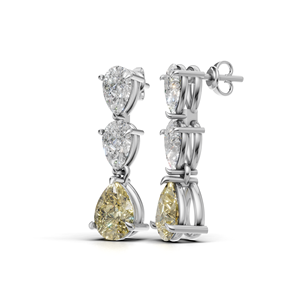 Boucles d'oreilles pendantes de luxe en or blanc 18 carats avec diamant jaune taille poire certifié IGI, plaqué rhodium, pour mariage et fiançailles - Product Image 2
