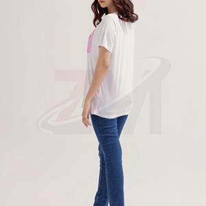 T-shirt ajusté en coton pour femme – Tissu extensible, respirant, toucher doux – Décontracté, tendance, idéal pour l'été et le quotidien - Product Image 2