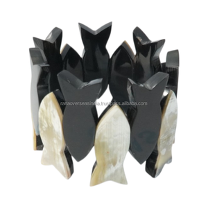 Black And White Bone Fish <b>Bracelet</b> Handmade Stretchable <b>Boho</b> Jewelry Ethnic Fashion Wrist Accessory For Women - Product Image 6