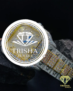 Two Tone Moissanite Diamond Watch 925 Sterling Silver Iced Out Square Dial <b>Wristwatch</b> Gift for Men Women - Product Image 3