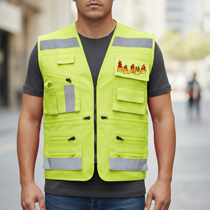Wholesale Hi Vis ANSI Class 2 Mesh Reflective Safety Vest <b>LED</b> Flash Waterproof Custom Logo Custom Color Men's Workwear - Product Image 4