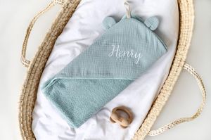 Toalla de Baño con Capucha para Bebé, Personalizada con Monograma y Orejas, Toalla de Baño de Algodón Suave para Bebé, Envoltura de Baño con Capucha para Niños Pequeños, Regalo - Product Image 6