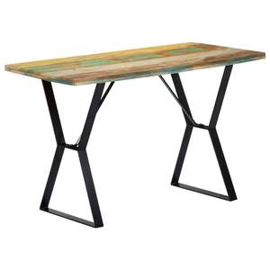 Mesa de Comedor Multicolor con Tablero de Madera Reciclada Sólida y Patas de Hierro con Recubrimiento en Polvo - Product Image 1