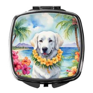 Kuvasz Luau espejo de maquillaje de viaje compacto espejo decorativo de bolsillo plegable de mano para regalo de mujeres y niñas - Product Image 1