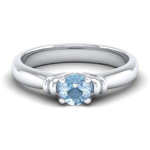 Anillo de Compromiso REYES Solitaire de Plata de Ley 925 con Moissanita, Corte Redondo, 0.5 Quilates, Gema de Aguamarina, Joyería Fina Personalizada - Product Image 5