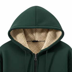 Winter <b>Thick</b> Zipper-Up Solid Regular Fit Fleece Pocket Hooded <b>Cardigan</b> Sweatshirt Unisex 100% Cotton New Warm Hoodie - Product Image 6