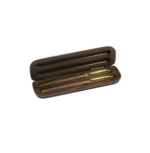 Wood pen <b>Box</b> handmade Black Walnut 2 slots For Business Gifts pen Packaging <b>Box</b> In Wholesale Office Supplies - Product Image 1