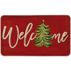 Tappeto d'ingresso natalizio rosso a basso profilo per interni ed esterni 17x29, decorazione invernale per la casa, tappetino natalizio - Product Image 2