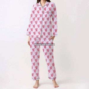 Conjunto de Pijamas de Algodón 100% para Mujer, Ropa de Dormir Suave para el Hogar, Conjunto de Pijamas de Primavera/Verano con Estampado Floral/Personajes/Letras/Estampado/Vacaciones/Árbol PJ127 - Product Image 5