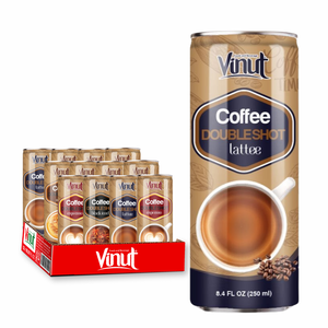 Granos de Café Arábica y Robusta en Lata de Aluminio de 250 ml, 24 Latas, Sin GMO, Sin Lácteos, Sin Gluten, VINUT, Proveedor Mayorista de Marca Privada OEM - Product Image 1