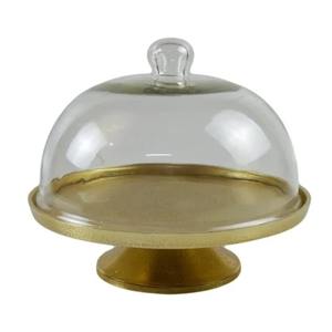 Bol à dattes traditionnel en métal doré avec dôme en verre, bol de service pour fruits secs design pour le ramadan, l'iftar, la maison, la cuisine, la table à manger - Product Image 2