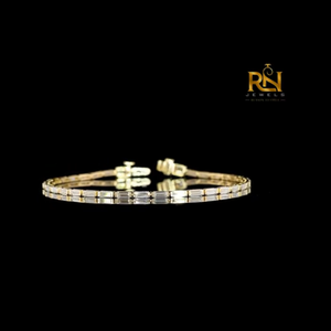 Baguette Cut Lab Grown Diamond Tennis Bracelet Modern Eternity Link Bracelet 9K 14K 18K <b>Solid</b> <b>Gold</b> Fine Jewelry - Product Image 3
