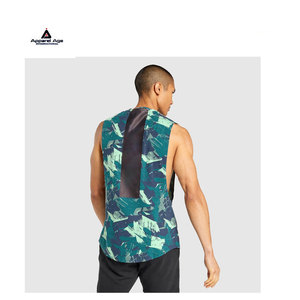 Lightweight Breathable Knitted Quick Dry Men's <b>Running</b> <b>Singlet</b> Casual Gym Wear with Embroidery OEM Customizable - Product Image 3