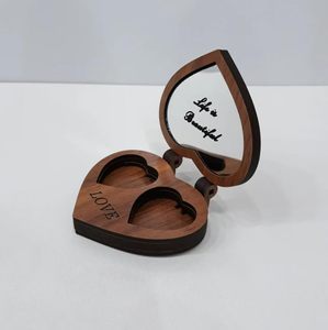 Wooden Heart Shaped Ring <b>Box</b> with <b>Mirror</b> - Custom Gift Item for Engagement and Wedding - Product Image 2