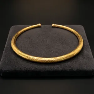 Handmade Brass Hasli <b>Necklace</b> | Gold Plated Open Collar Choker | Traditional Tribal Brass Neckpiece | Adjustable Fashion Jewelry - Product Image 5