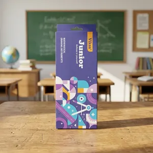 Fournisseur en gros de la boîte de géométrie VIKAS Junior, ensemble complet d'instruments mathématiques pour les élèves, apprentissage de la géométrie et du dessin - Product Image 1
