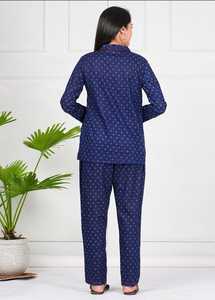 Ensemble pyjama deux pièces imprimé en jersey 100 % coton léger pour femme, taille élastique, boutonné, collection printemps, vêtements d'intérieur ODM - Product Image 4