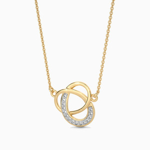 Geometric Pendant <b>Necklace</b> 18K <b>Solid</b> Gold Round Diamond Channel Setting Minimalist Everyday Wear Unisex Link Chain - Product Image 2