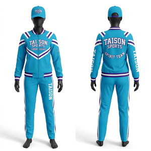 Premium 320 GSM Polyester Spandex Peach Cheer Leading Tracksuit <b>White</b> Side Panel Sublimation Print Heat Transfer Custom Logo - Product Image 3
