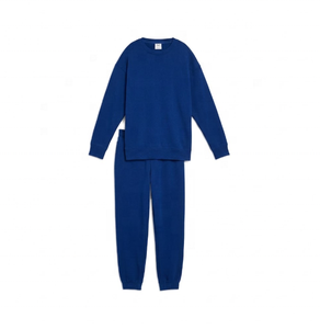 Conjunto Deportivo Unisex de Algodón Negro, Sudadera de Cuello Redondo y Pantalones de Color Sólido, Estilo Casual para Otoño, Corte Regular - Product Image 4