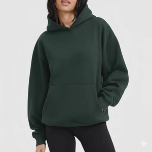 Sweat à capuche oversize pour femme, coupe ample, en polaire, décontracté, hiver, avec logo tissé sur le devant, streetwear élégant - Product Image 5