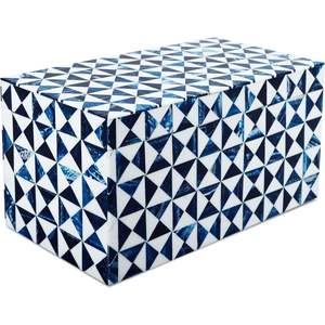 <b>Ceramic</b> Storage Box Blue White Geometric Pattern Rectangular Jewelry Organizer 0-1L Multi Use - Product Image 5