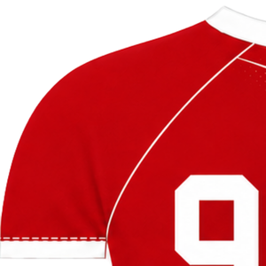 Maillot de compression athlétique personnalisé rouge et blanc à manches courtes, col ras du cou, motif vague, pour entraînement de performance et sports nautiques - Product Image 3