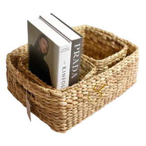 Ensemble de 3 paniers de rangement en jacinthe d'eau – Organiseur écologique fait main - Product Image 1