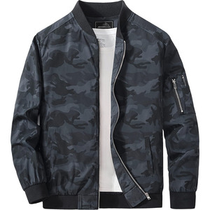 Blouson bomber camouflage pour homme, fermeture éclair, vêtement d'extérieur décontracté, coupe classique, col rabattu, matière polyester, pour l'automne - Product Image 6