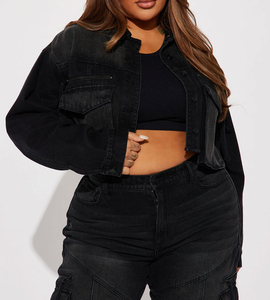 Womens Washed <b>Denim</b> <b>Jacket</b> Boxy Fit Full Sleeve Turn-down Collar Frayed Details Winter Casual Outerwear Breathable Quick Dry - Product Image 5