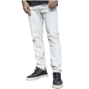 Jeans pour hommes OEM style streetwear en nylon et coton, coupe bootcut, déchirés, extensibles, avec rivets et boutons, pour l'hiver, style hip-hop décontracté - Product Image 5